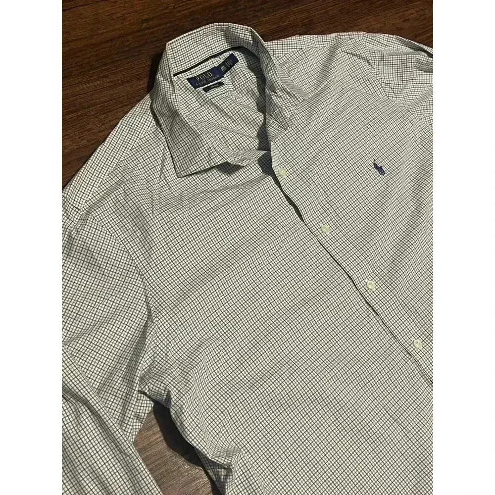 Ralph Lauren Men’s Blue Green Collard Long‎ Sleeve Shirt XXL